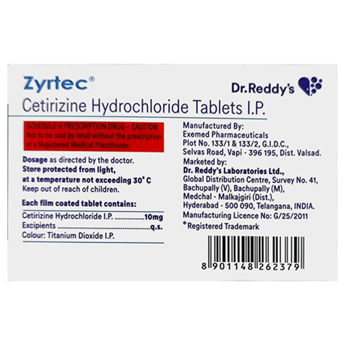 Zyrtec 10 mg Tablet 15's, Pack of 15 TabletS Zyrtec 10 mg Tablet 15's, Pack of 15 TabletS