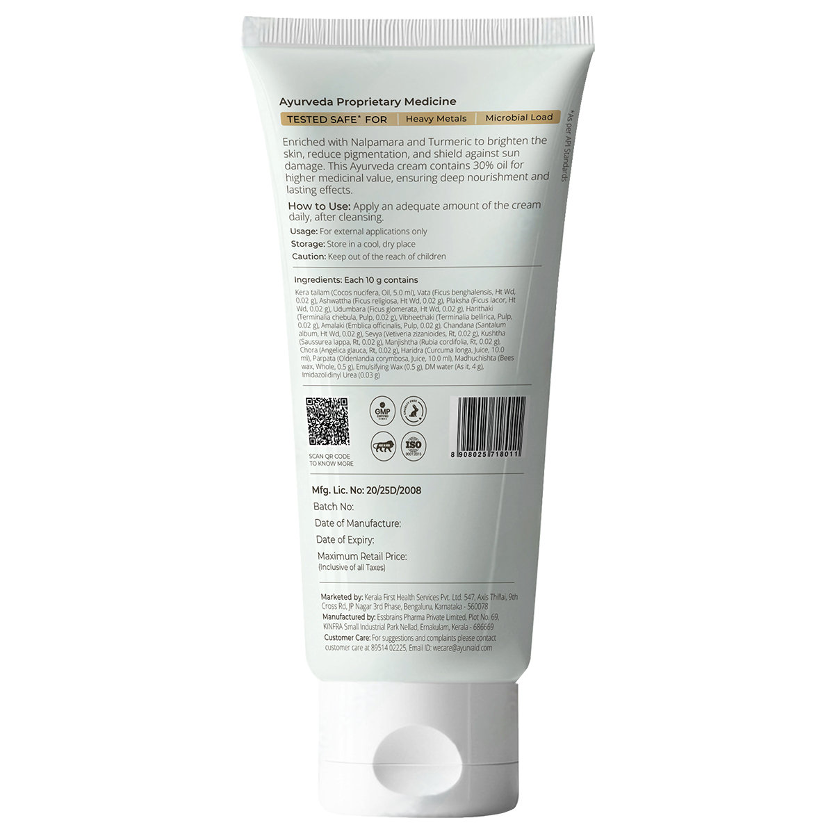 AyurVAID Nalpamaradi Thailam Cream, 50 gm - Brightening & Detanning, Pack of 1 AyurVAID Nalpamaradi Thailam Cream, 50 gm - Brightening & Detanning, Pack of 1