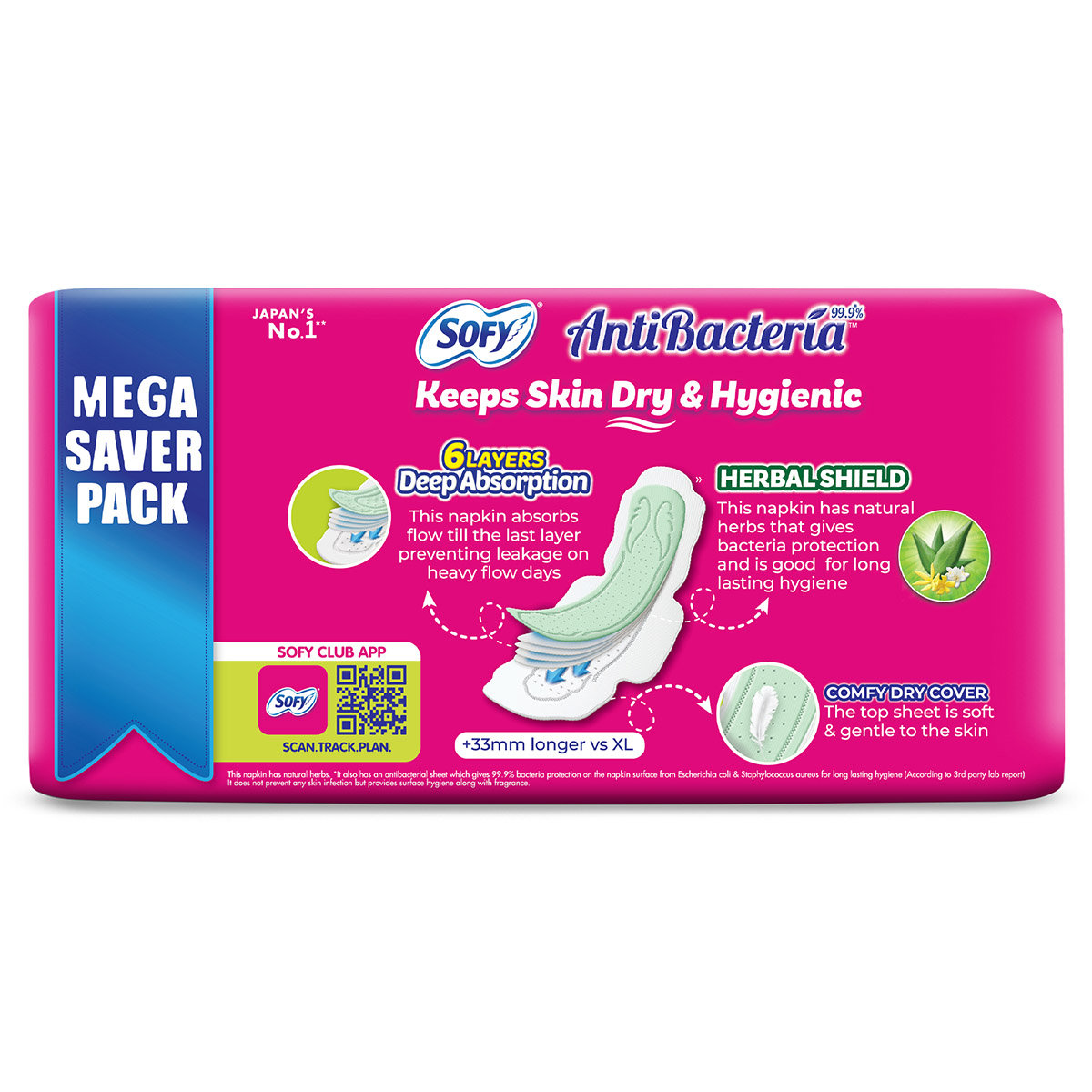 Sofy Anti Bacteria Ultra Slim Sanitary Pads XL+, 44 Count, Pack of 1 Sofy Anti Bacteria Ultra Slim Sanitary Pads XL+, 44 Count, Pack of 1