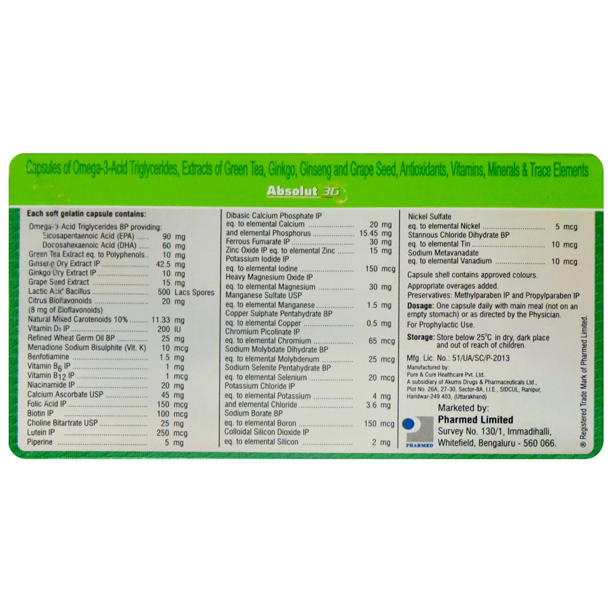 Absolut 3G Capsule 10's, Pack of 10 Absolut 3G Capsule 10's, Pack of 10