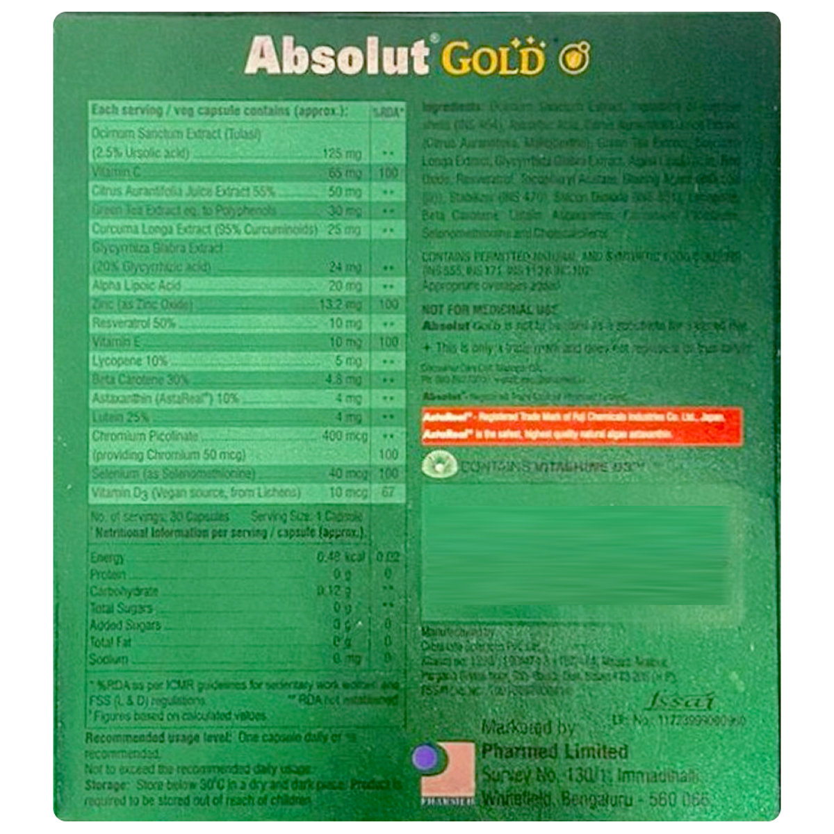 Absolut Gold Capsule 10's, Pack of 10 Absolut Gold Capsule 10's, Pack of 10