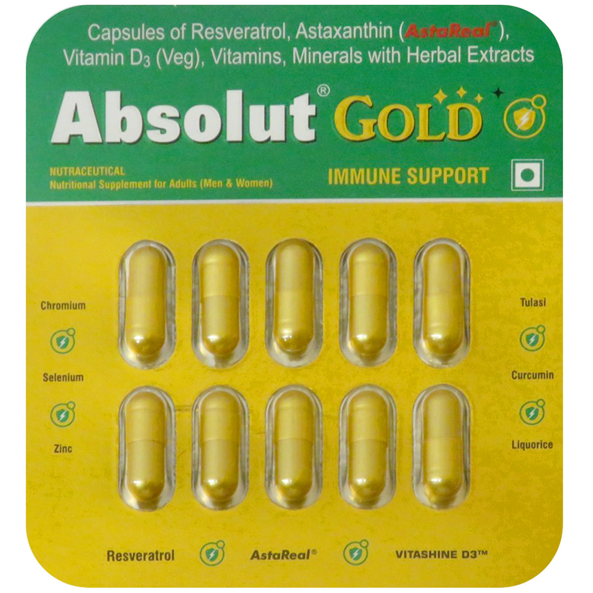 Absolut Gold Capsule 10's, Pack of 10 Absolut Gold Capsule 10's, Pack of 10