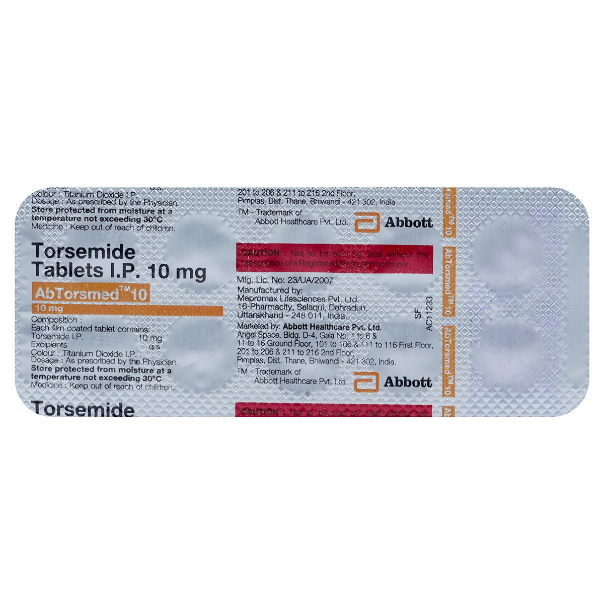Abtorsmed 10 Tablet 10's, Pack of 10 TABLETS Abtorsmed 10 Tablet 10's, Pack of 10 TABLETS
