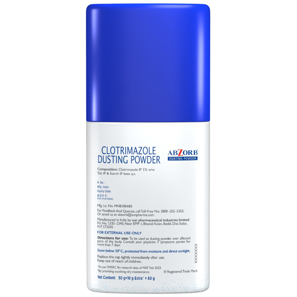 Abzorb Dusting Powder 60 gm, Pack of 1 Powder Abzorb Dusting Powder 60 gm, Pack of 1 Powder