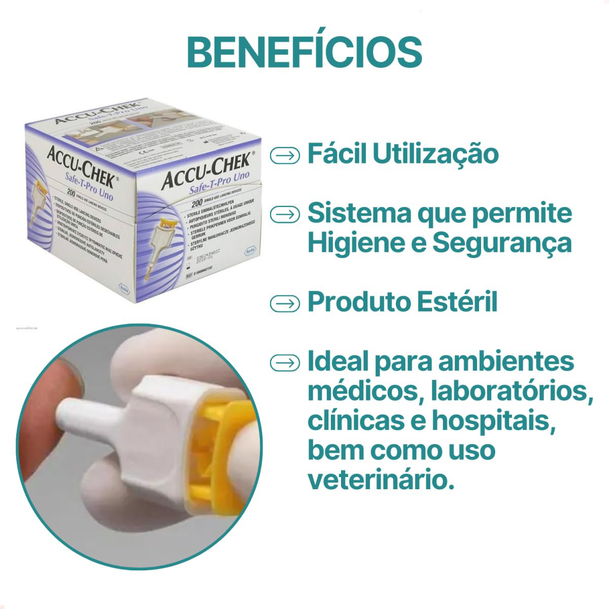 Accu-Chek Safe-T-Pro Uno Lancets, 200 Count, Pack of 200 Accu-Chek Safe-T-Pro Uno Lancets, 200 Count, Pack of 200