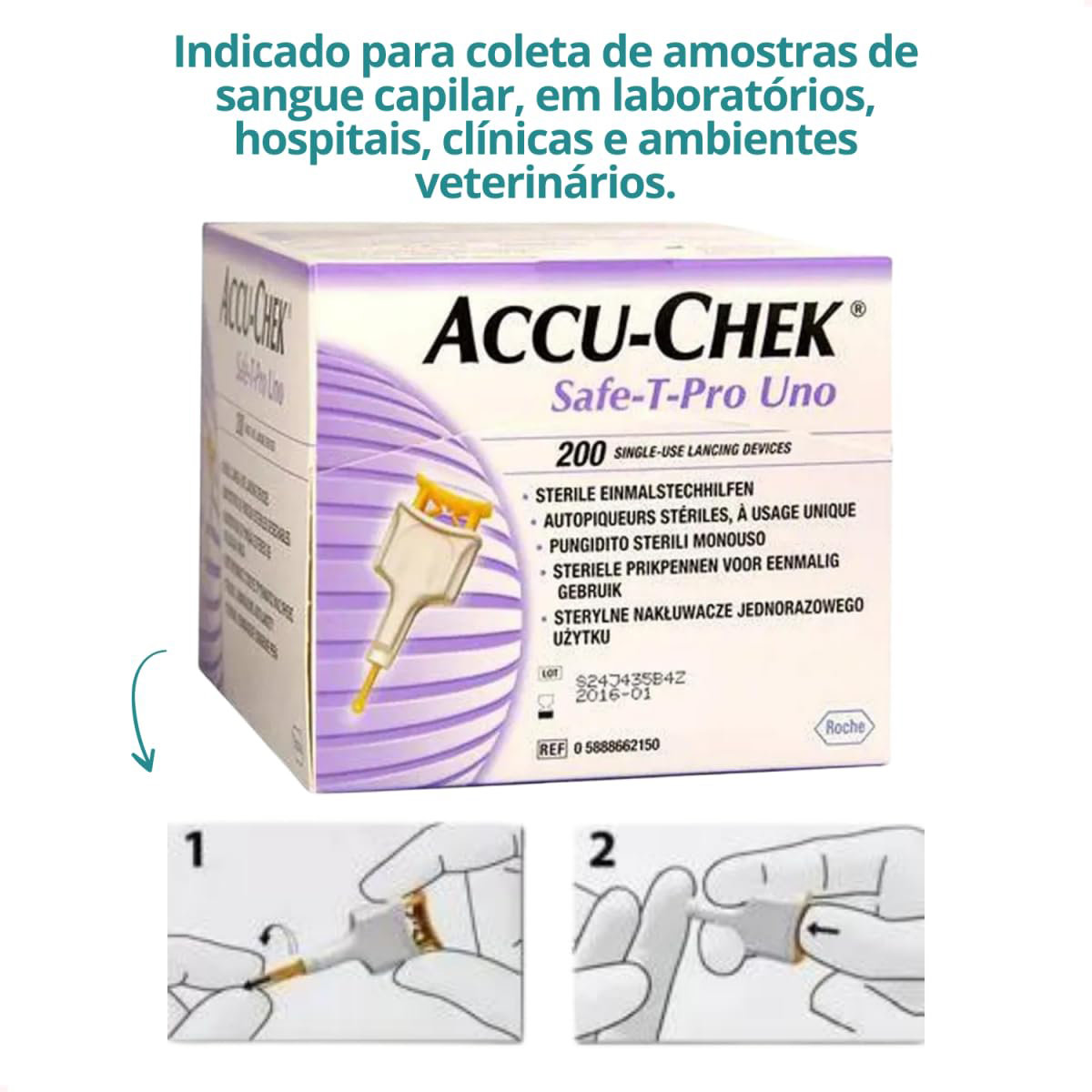 Accu-Chek Safe-T-Pro Uno Lancets, 200 Count, Pack of 200 Accu-Chek Safe-T-Pro Uno Lancets, 200 Count, Pack of 200