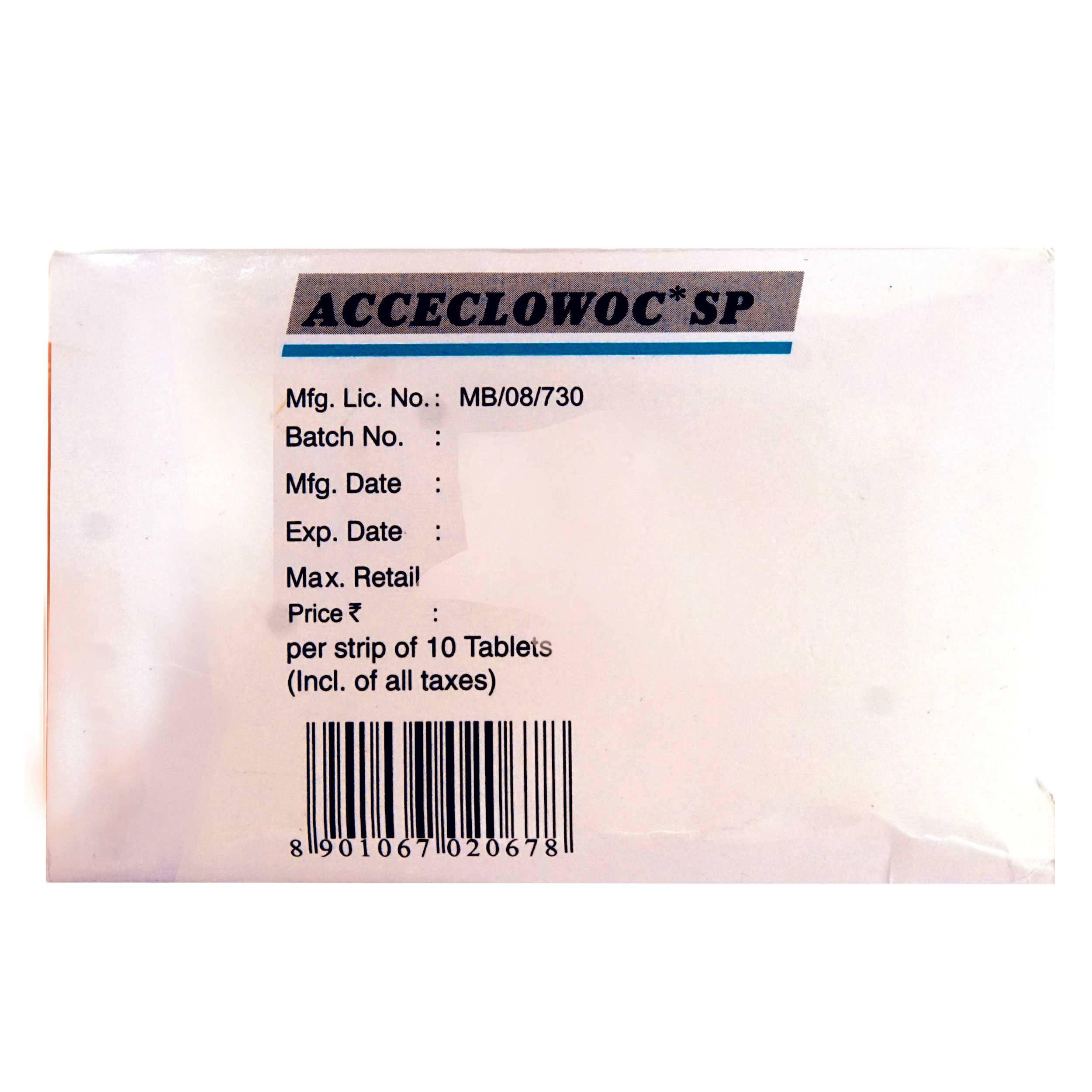 Acceclowoc SP Tablet 10's, Pack of 10 TabletS Acceclowoc SP Tablet 10's, Pack of 10 TabletS