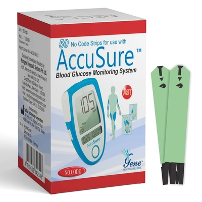 Accusure Blood Glucose Meter Test Strips, 50 Count, Pack of 1