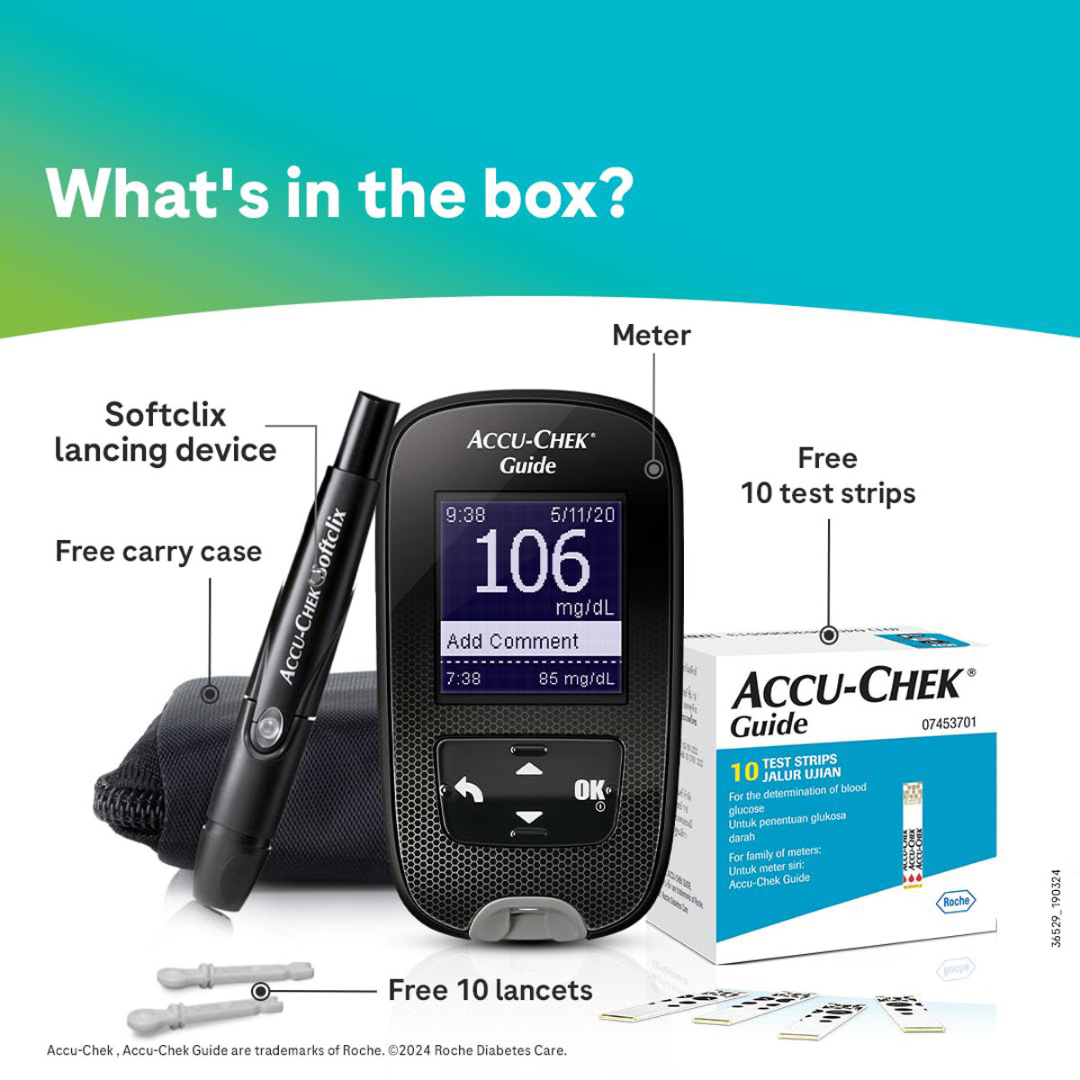 Accu-Chek Guide Blood Glucose Monitoring System With 10 Free Test Strips, 1 Kit, Pack of 1 Accu-Chek Guide Blood Glucose Monitoring System With 10 Free Test Strips, 1 Kit, Pack of 1