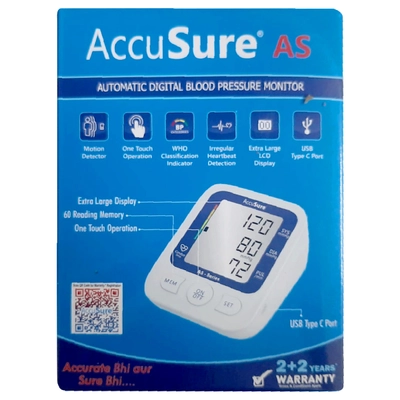 Accusure AS Automatic Digital Blood Pressure Monitor System, 1 Count, Pack of 1