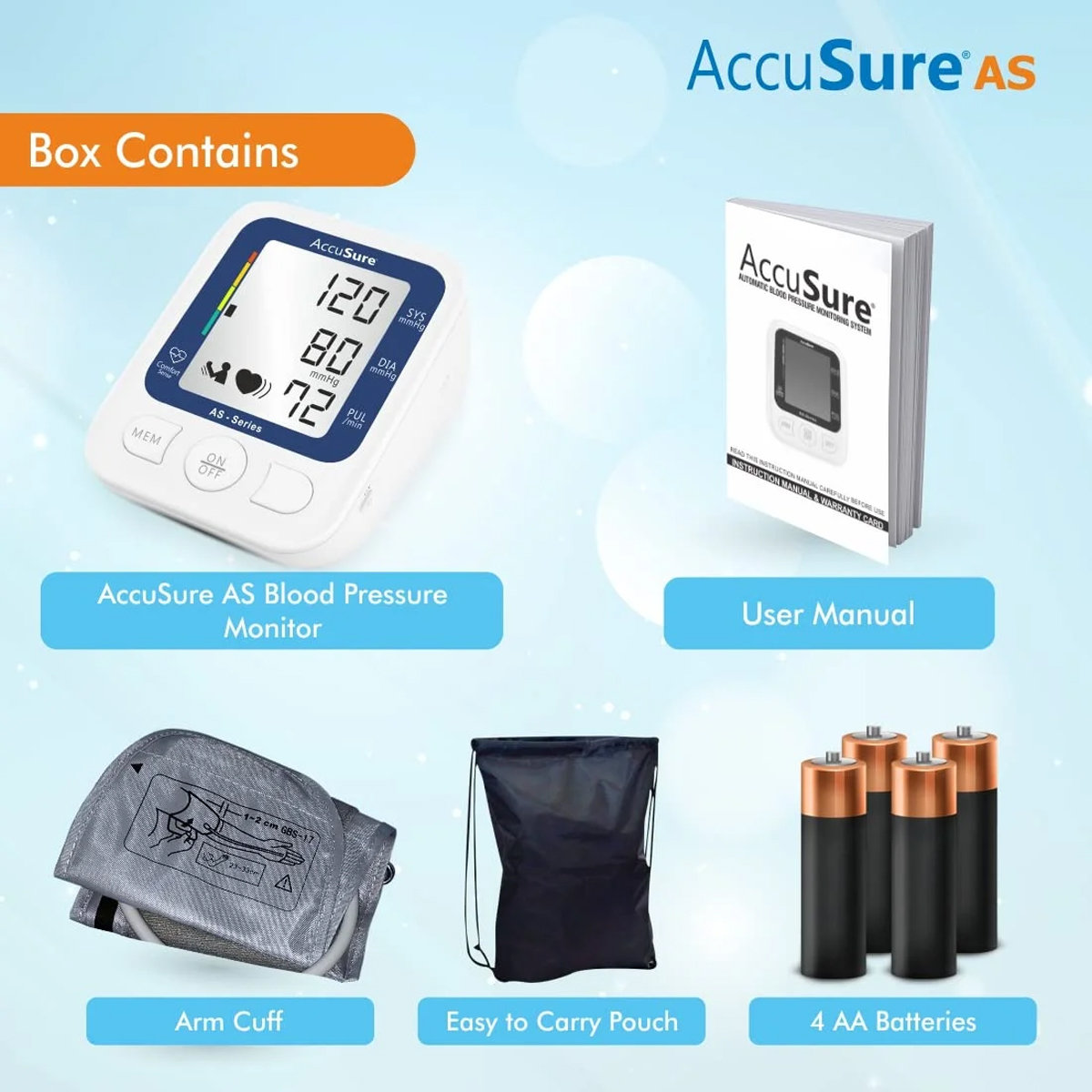 Accusure AS Automatic Digital Blood Pressure Monitor System, 1 Count, Pack of 1 Accusure AS Automatic Digital Blood Pressure Monitor System, 1 Count, Pack of 1