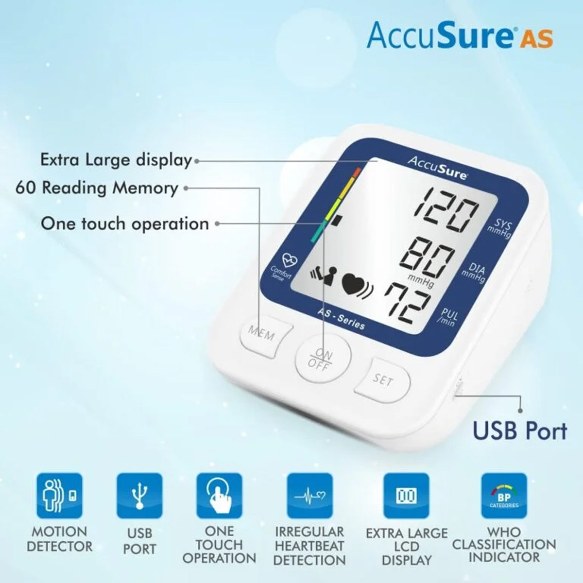 Accusure AS Automatic Digital Blood Pressure Monitor System, 1 Count, Pack of 1 Accusure AS Automatic Digital Blood Pressure Monitor System, 1 Count, Pack of 1