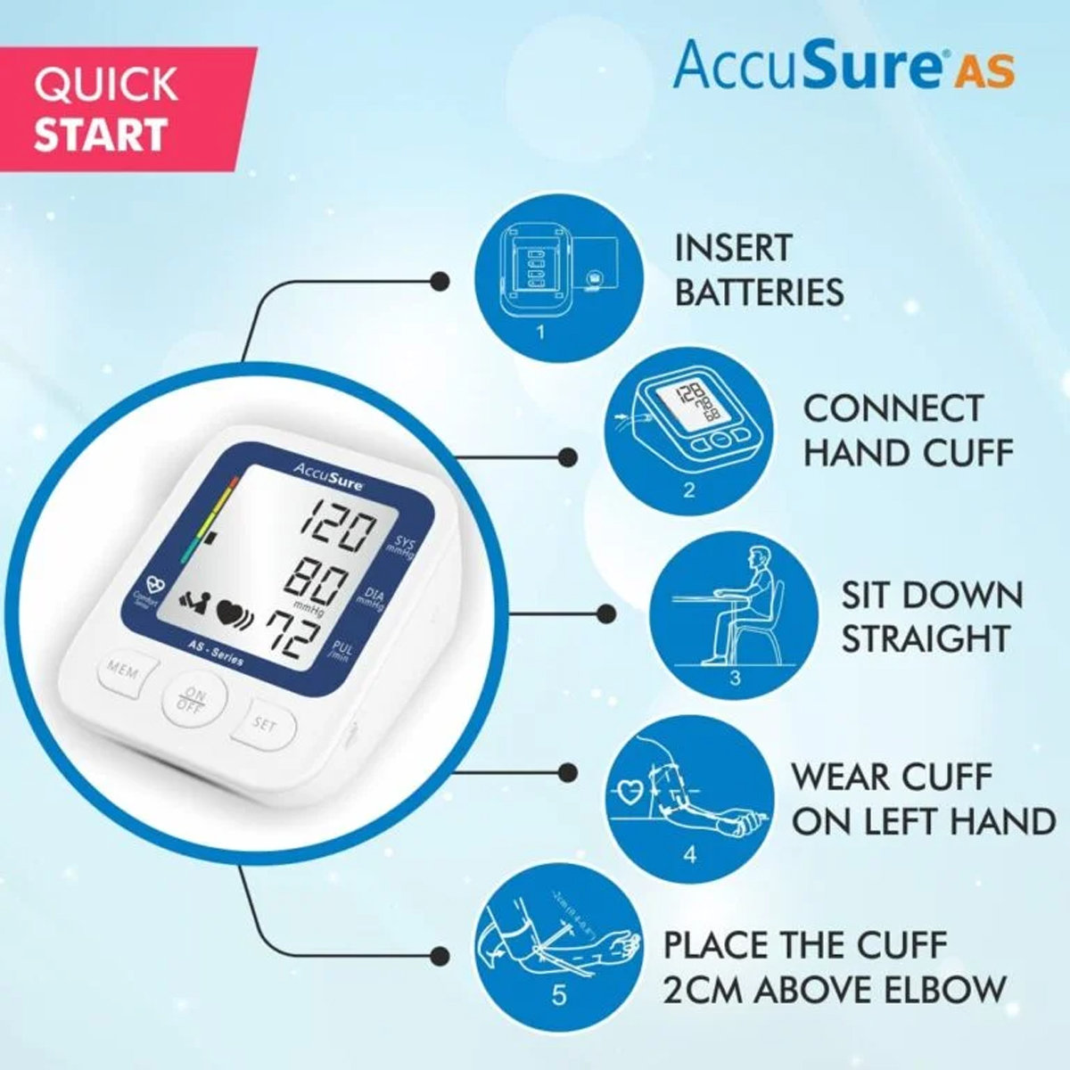Accusure AS Automatic Digital Blood Pressure Monitor System, 1 Count, Pack of 1 Accusure AS Automatic Digital Blood Pressure Monitor System, 1 Count, Pack of 1
