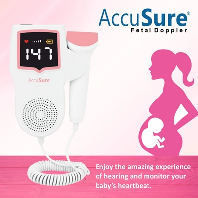 AccuSure Fetal Doppler FD-01 for Mothers Fetal Heart Rate Monitor, Pack of 1