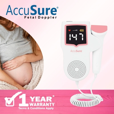 AccuSure Fetal Doppler FD-01 for Mothers Fetal Heart Rate Monitor, Pack of 1