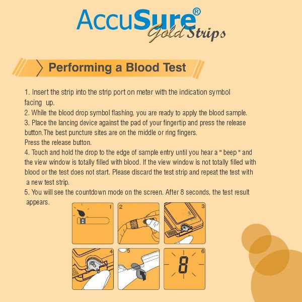 Accusure Gold Blood Glucose Test Strip, 50 Count (2x25 Strips), Pack of 1 Accusure Gold Blood Glucose Test Strip, 50 Count (2x25 Strips), Pack of 1