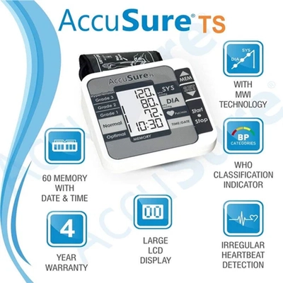 Accusure TS Automatic Blood Pressure Monitor System, 1 Count, Pack of 1