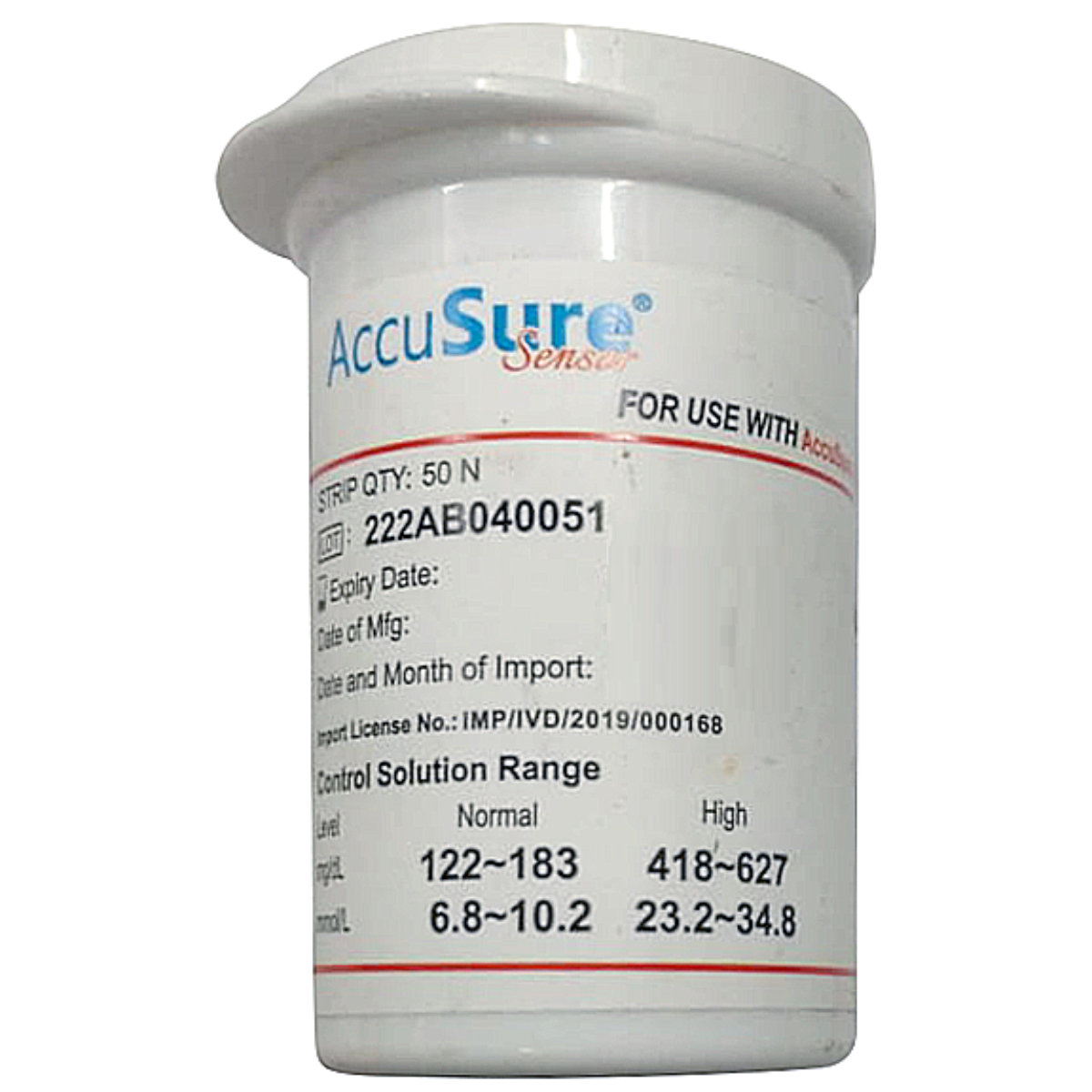 Accusure Sensor Blood Glucose Test Strips, 50 Count, Pack of 1 Accusure Sensor Blood Glucose Test Strips, 50 Count, Pack of 1