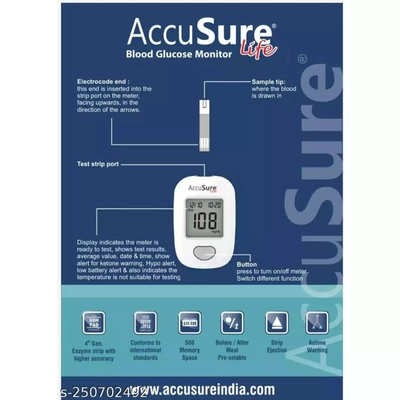 Accusure Life Blood Glucose Meter, 1 Count, Pack of 1