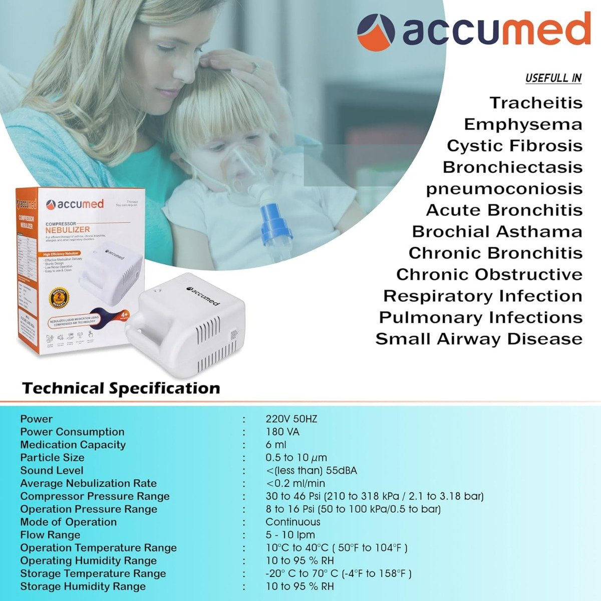 ACCUMED Compressor Nebulizer BR-108, 1 Count, Pack of 1 ACCUMED Compressor Nebulizer BR-108, 1 Count, Pack of 1