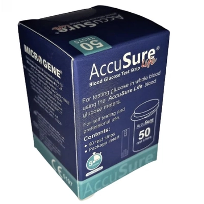 Accusure Life Blood Glucometer Test Strips, 50 Count, Pack of 1