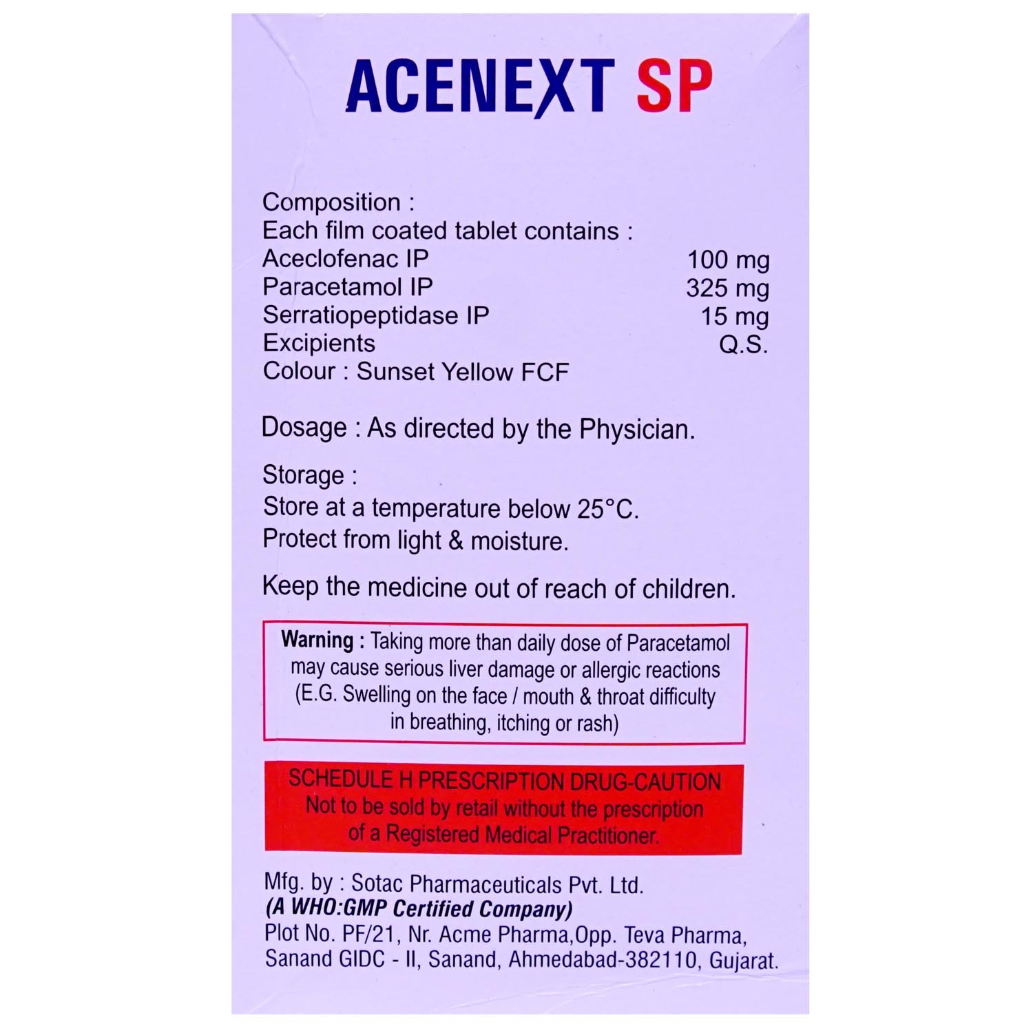 Acenext SP Tablet 10's, Pack of 10 TabletS Acenext SP Tablet 10's, Pack of 10 TabletS