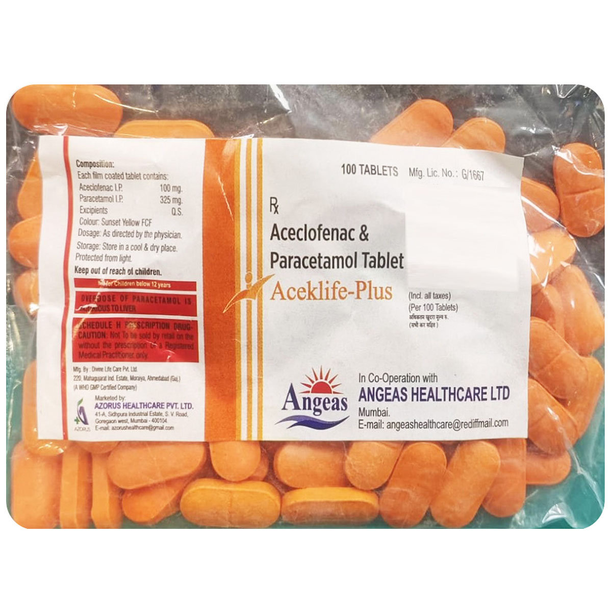 Aceklife-Plus Tablet 100's, Pack of 1 Aceklife-Plus Tablet 100's, Pack of 1