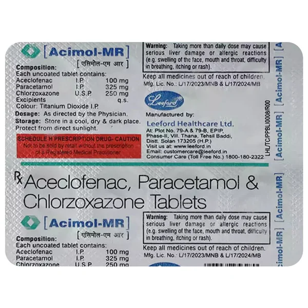 Acimol-MR Tablet 10's, Pack of 10 IndiaS