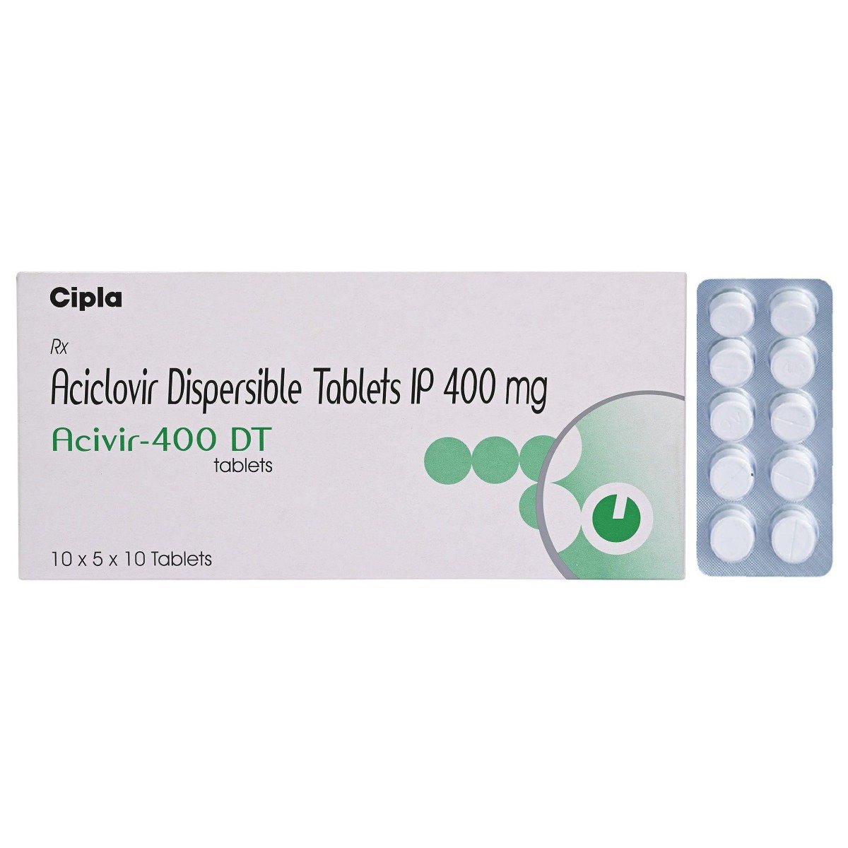 Acivir-400 DT Tablet 10's, Pack of 10 TabletS Acivir-400 DT Tablet 10's, Pack of 10 TabletS