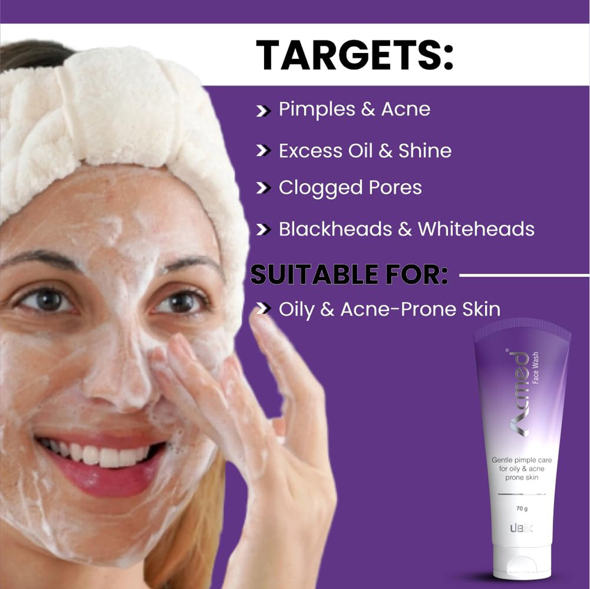 Acmed Gentle Pimple Clear Face Wash 70 gm | For Oily & Acne Prone Skin, Pack of 1 Acmed Gentle Pimple Clear Face Wash 70 gm | For Oily & Acne Prone Skin, Pack of 1