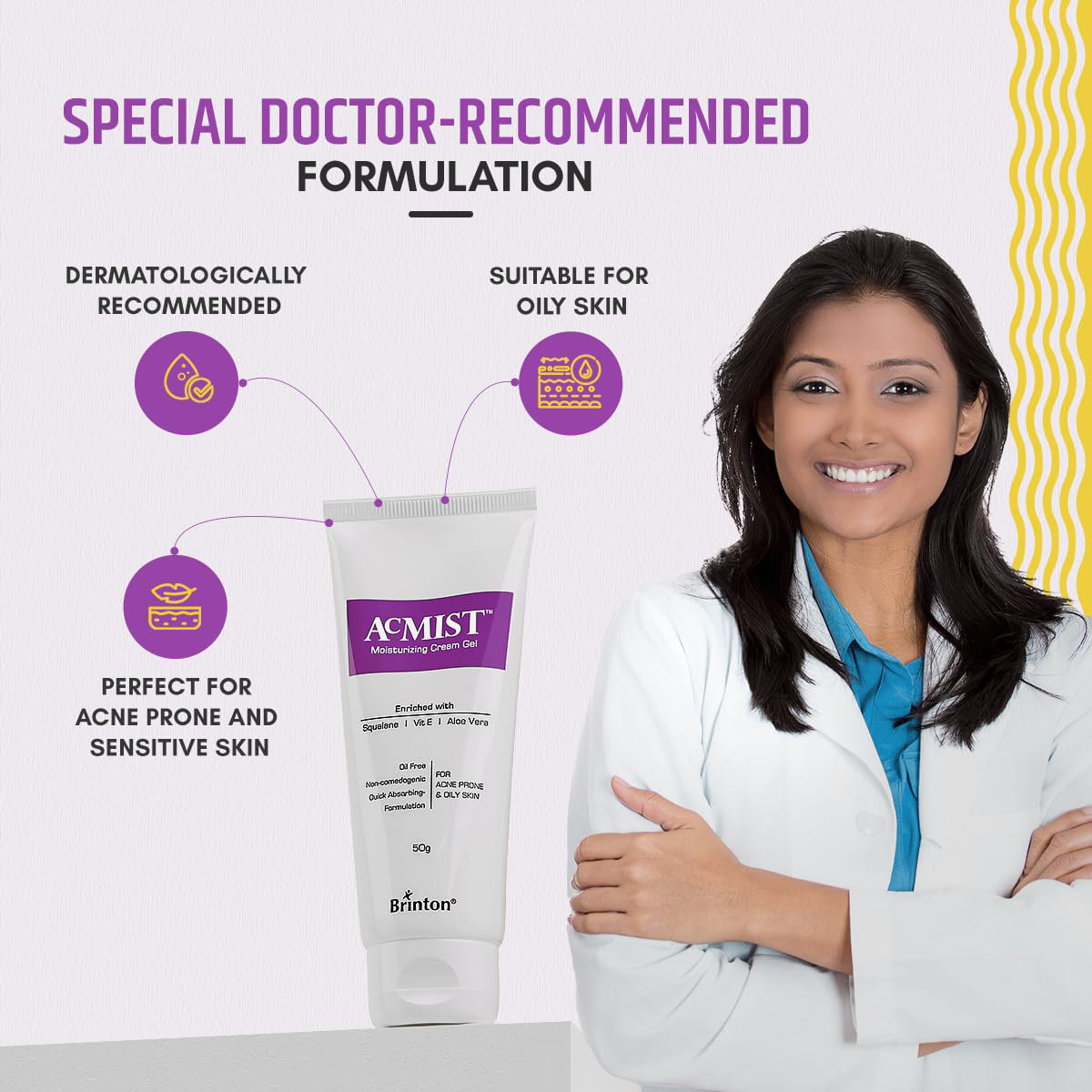 Acmist Moisturizing Cream Gel 50 gm | Enriched With Squalane, Vitamin E & Aloe Vera | Oil Free, Quick Absorbing & Lightweight Formula | For Acne Prone & Oily Skin, Pack of 1 Acmist Moisturizing Cream Gel 50 gm | Enriched With Squalane, Vitamin E & Aloe Vera | Oil Free, Quick Absorbing & Lightweight Formula | For Acne Prone & Oily Skin, Pack of 1