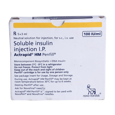 Actrapid Hm 100Iu/ml  Penfill 3 ml , Pack of 1 INJECTION