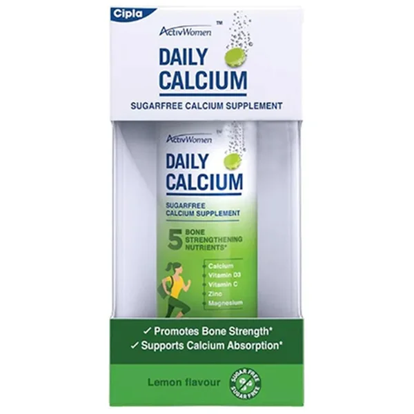 Active Women Daily Calcium Sugar Free Lemon Flavour Efferevescent Tablets, 10 Count, Pack of 1