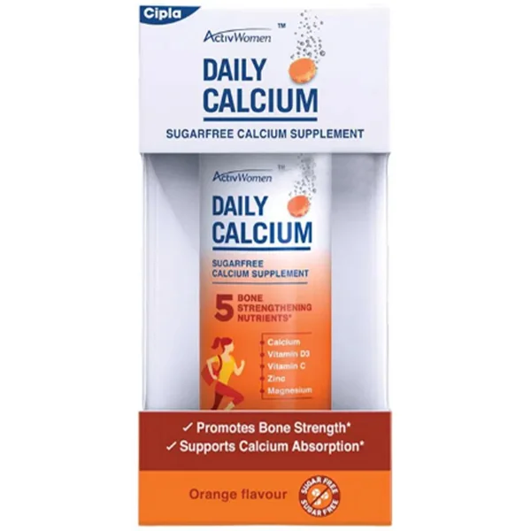 Active Women Daily Calcium Sugar Free Orange Flavour Efferevescent Tablets, 10 Count, Pack of 1