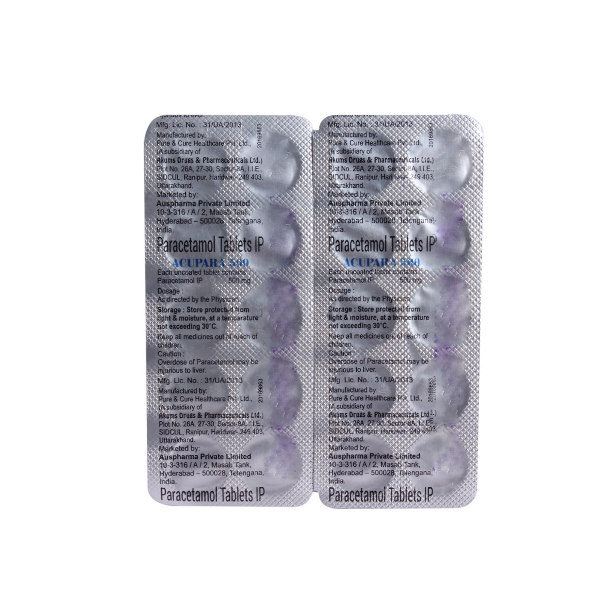 Acupara 500 Tablet 10's, Pack of 10 TABLETS Acupara 500 Tablet 10's, Pack of 10 TABLETS