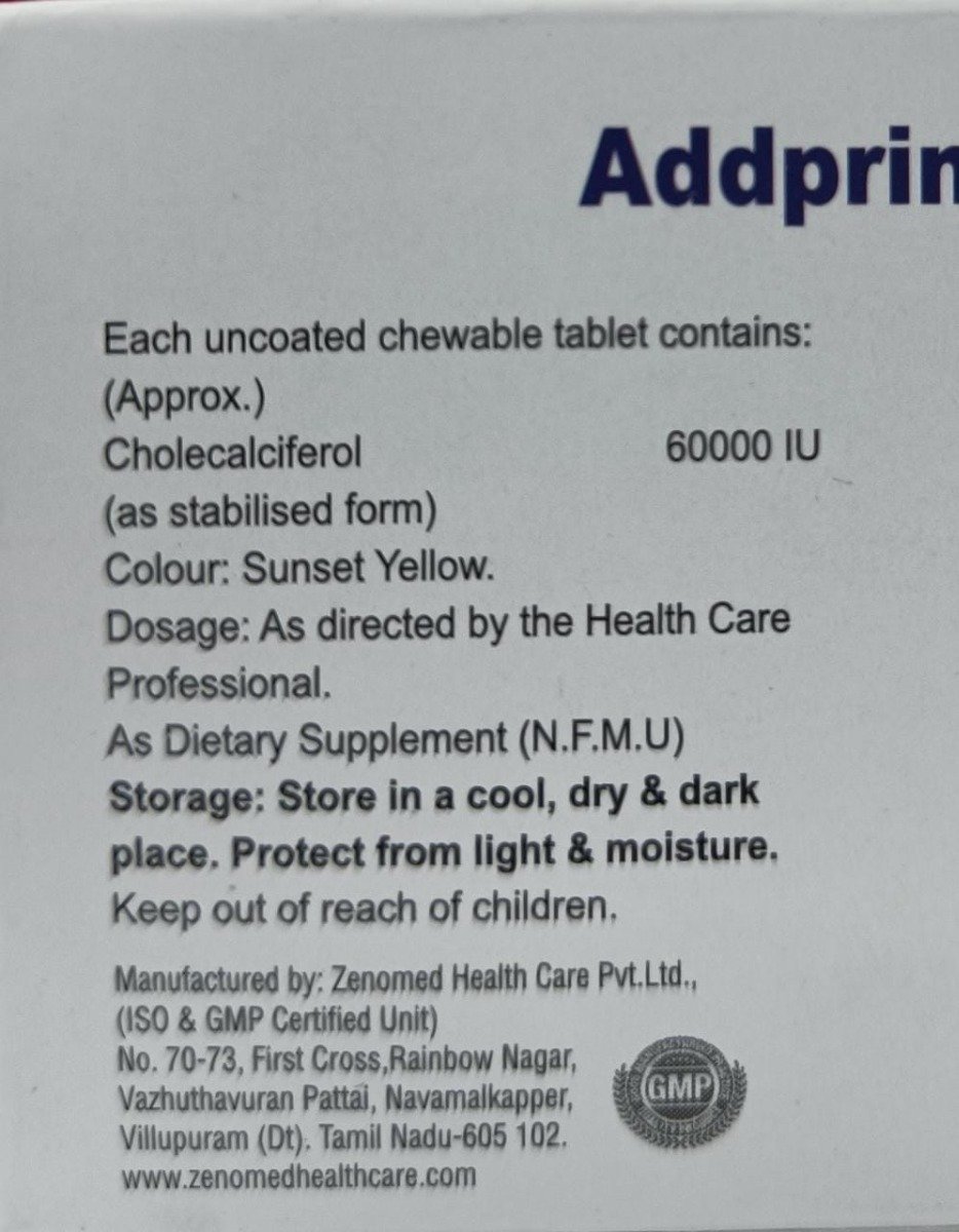 Addprime D3 Tablet 4's, Pack of 4 TabletS Addprime D3 Tablet 4's, Pack of 4 TabletS