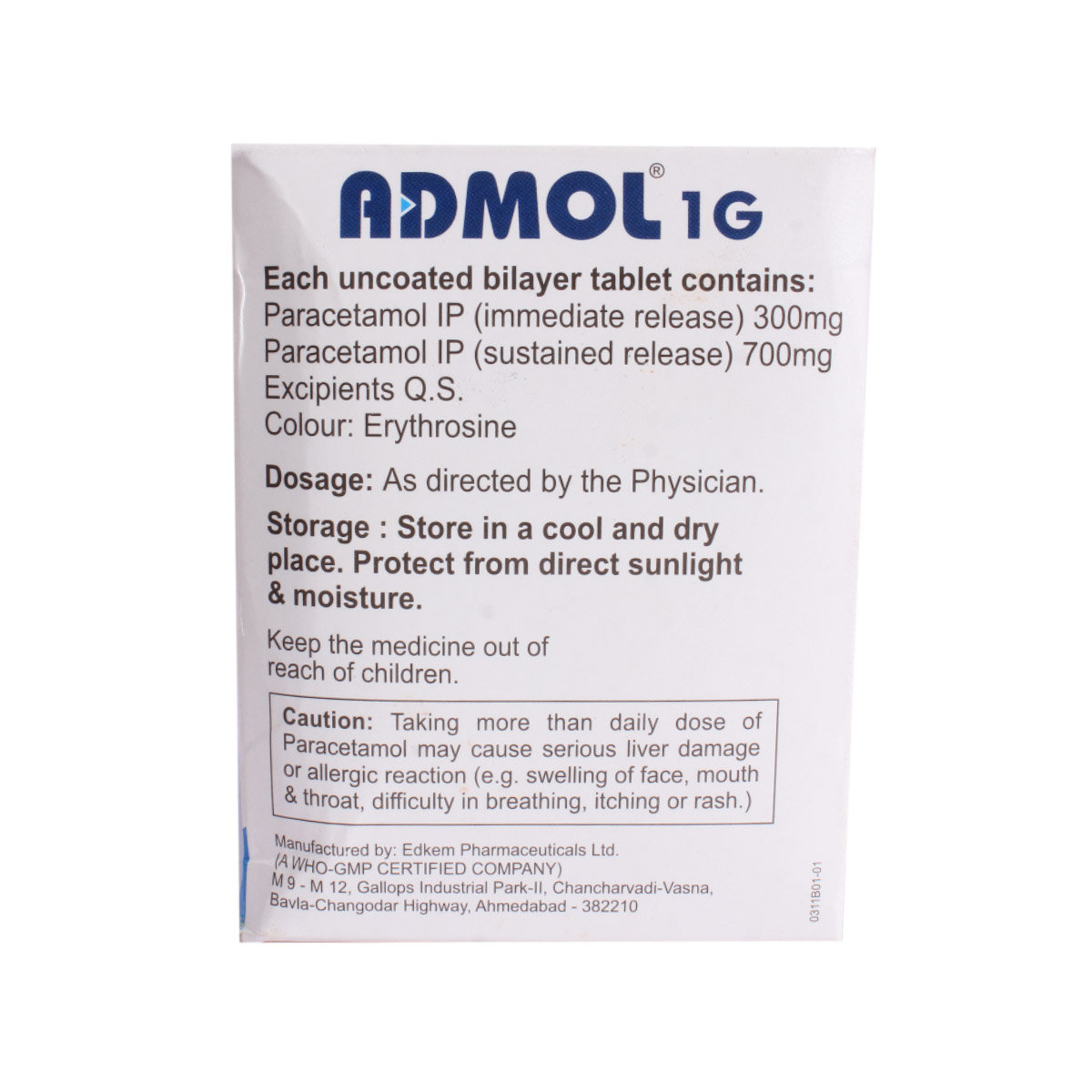 Admol 1G Tablet 10's, Pack of 10 TABLETS Admol 1G Tablet 10's, Pack of 10 TABLETS