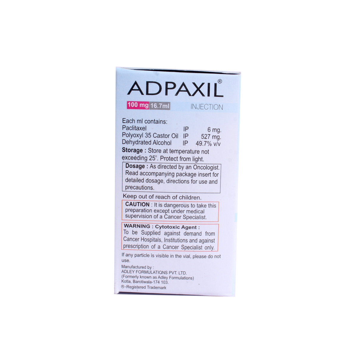 Adpaxil 100Mg Inj, Pack of 1 Injection Adpaxil 100Mg Inj, Pack of 1 Injection