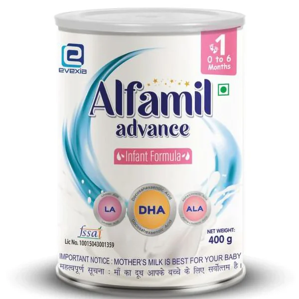 Alfamil Advance Infant Formula Stage 1 Powder, 400 gm Tin, Pack of 1