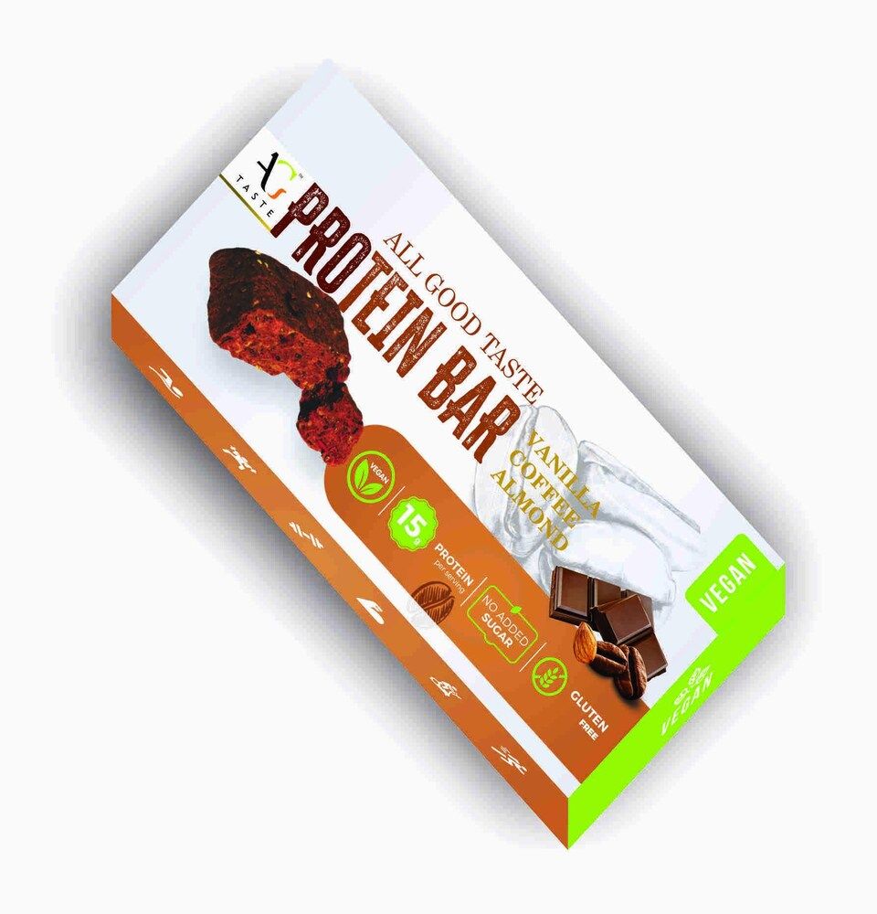All Good Vegan Protein Bar Vanilla Coffee Almond 45 gm, Pack of 1 All Good Vegan Protein Bar Vanilla Coffee Almond 45 gm, Pack of 1
