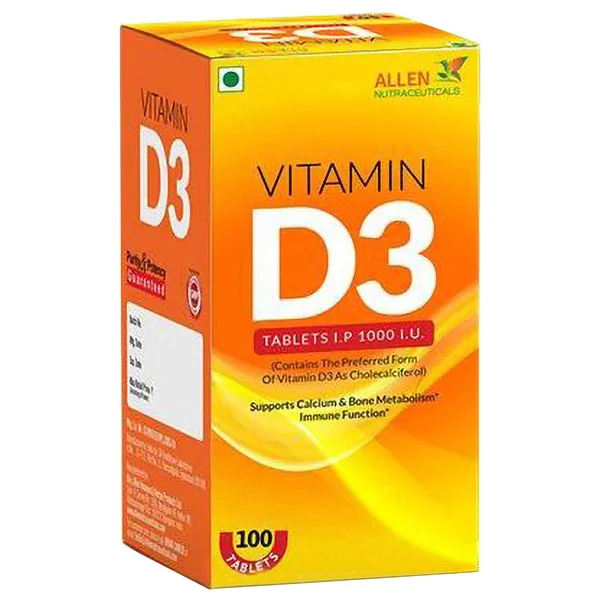 Allen Nutraceutical Vitamin D3 1000 I.U, 100 Tablets