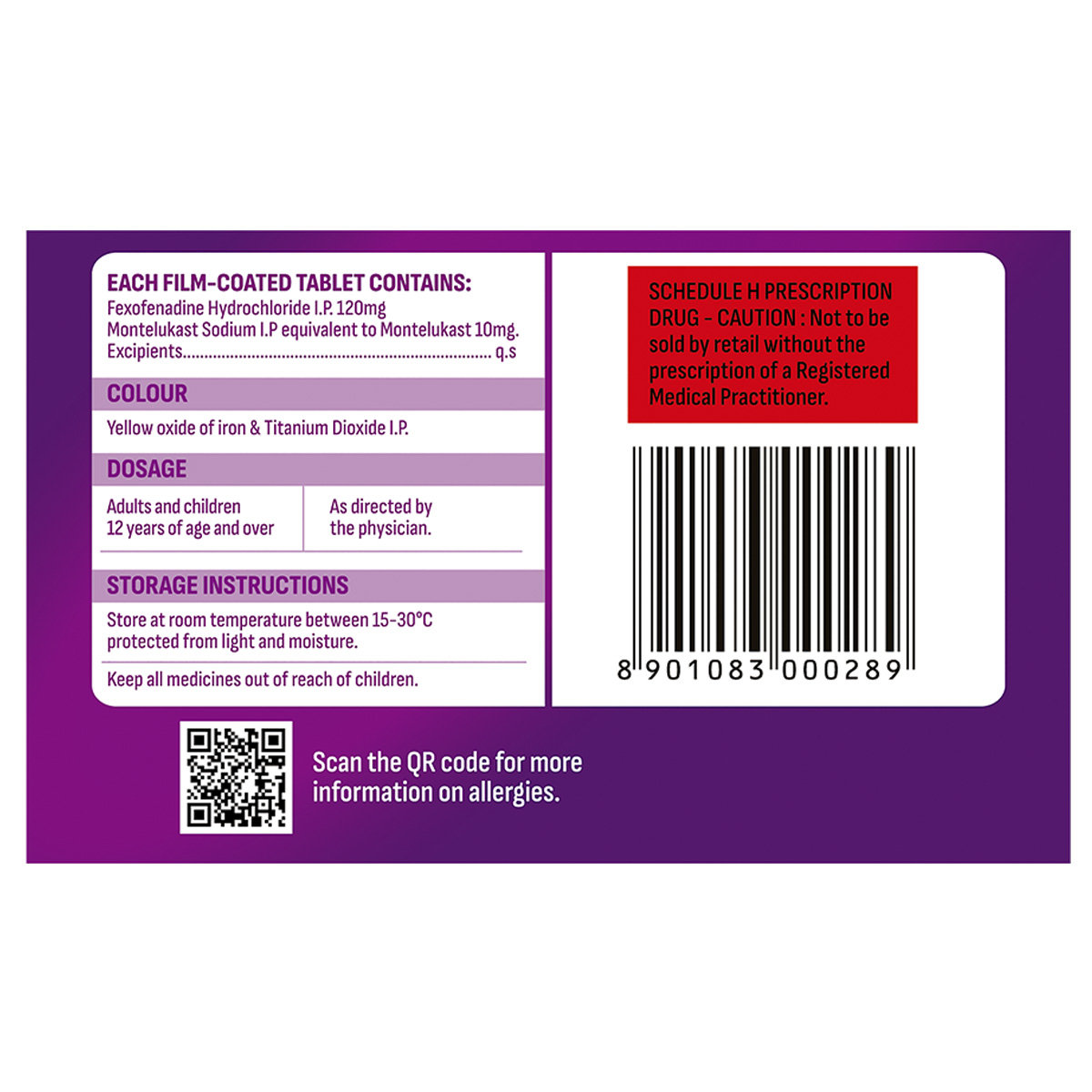 Allegra-M 120 mg/10 mg Tablet 10's, Pack of 10 TABLETS Allegra-M 120 mg/10 mg Tablet 10's, Pack of 10 TABLETS