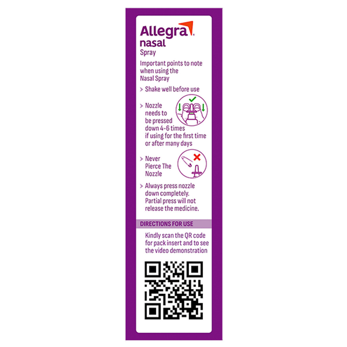 Allegra Nasal Spray 6gm/120 MD , Pack of 1 NASAL SPRAY Allegra Nasal Spray 6gm/120 MD , Pack of 1 NASAL SPRAY