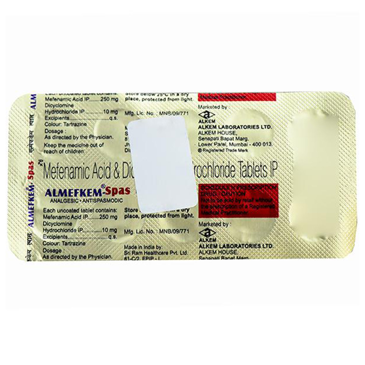 Almefkem Spas Tablet 10's, Pack of 10 TABLETS Almefkem Spas Tablet 10's, Pack of 10 TABLETS