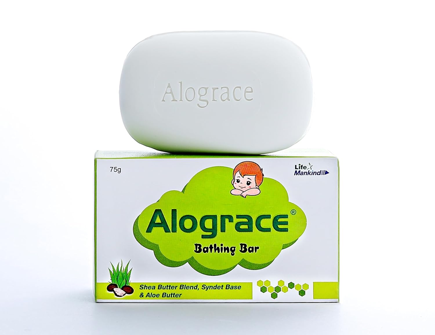 Alograce Bathing Bar 75 gm | With Shea Butter Blend, Syndet Base & Aloe Butter | Keeps Skin Healthy, Soft & Supple, Pack of 1 Alograce Bathing Bar 75 gm | With Shea Butter Blend, Syndet Base & Aloe Butter | Keeps Skin Healthy, Soft & Supple, Pack of 1