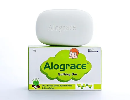 Alograce Bathing Bar 75 gm | With Shea Butter Blend, Syndet Base & Aloe Butter | Keeps Skin Healthy, Soft & Supple