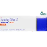 Alprax 0.25 Tablet 15's, Pack of 15 TABLETS