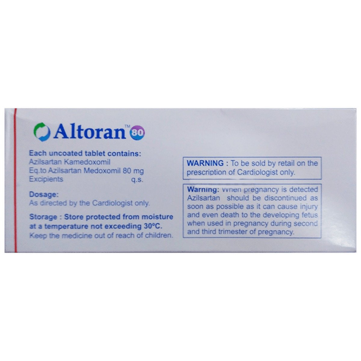 Altoran 80 Tablet 10's, Pack of 10 TABLETS Altoran 80 Tablet 10's, Pack of 10 TABLETS