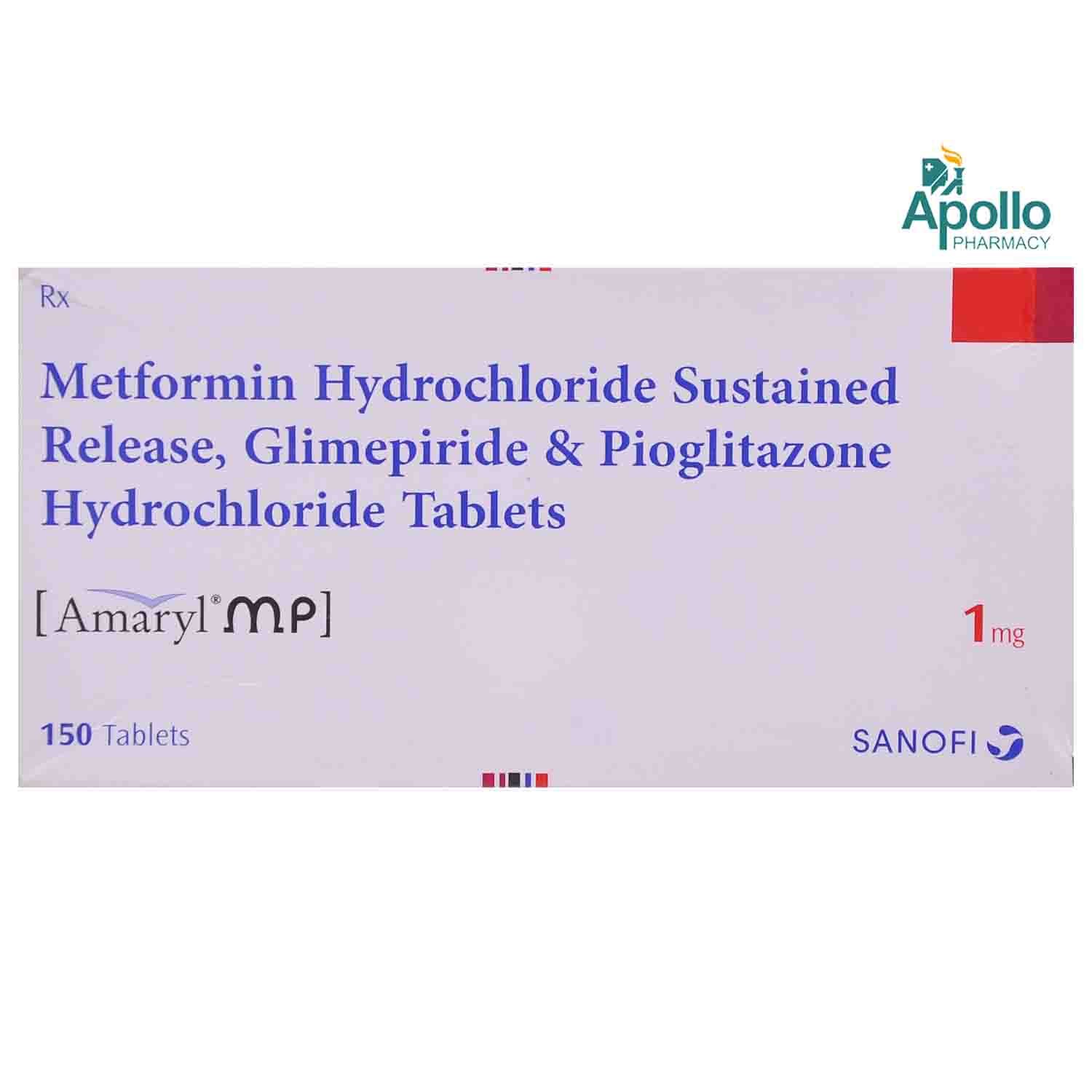 Amaryl MP 1 mg Tablet 15's, Pack of 15 TABLETS Amaryl MP 1 mg Tablet 15's, Pack of 15 TABLETS