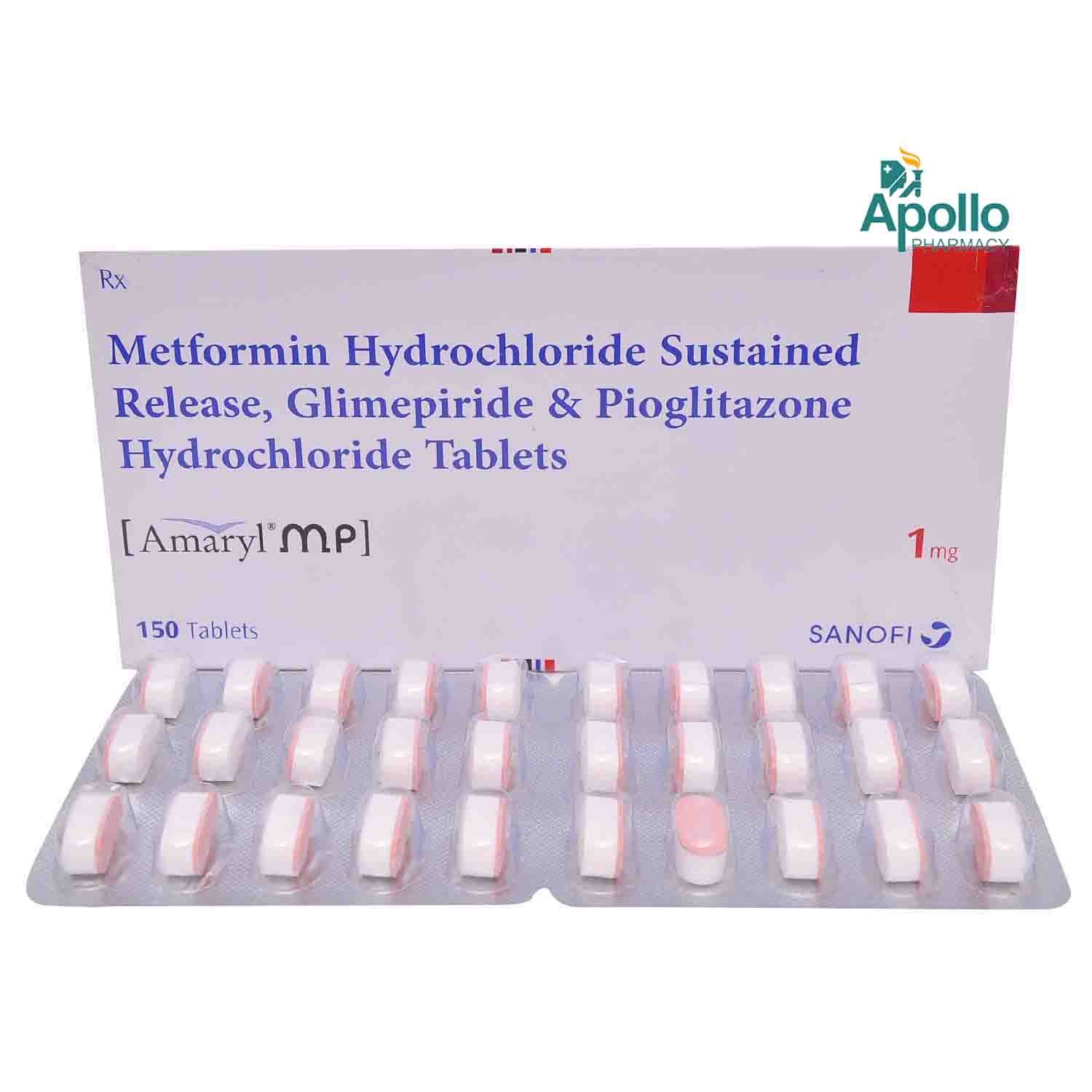 Amaryl MP 1 mg Tablet 15's, Pack of 15 TABLETS Amaryl MP 1 mg Tablet 15's, Pack of 15 TABLETS